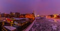 Panorama of the Moscow river in wintertime