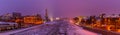 Panorama of the Moscow river in wintertime