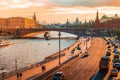 Panorama of Moscow at sunset in summer