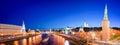 Panorama of the Moskva river with the Kremlin's towers at night, Moscow, Russia