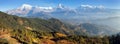 Panorama of mount Annapurna range, Nepal Himalayas Royalty Free Stock Photo