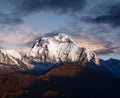 Panorama of mount Dhaulagiri at sunset, Nepal Himalaya Royalty Free Stock Photo