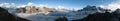 Panorama of Mount Everest, Lhotse, Makalu and Cho Oyu Royalty Free Stock Photo