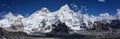 Panorama of the mount everest range in the himalaya area