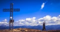 panorama from Mount Ventasso in Reggio Emilia with a large iron cross