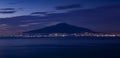 Panorama of Mount Vesuvius at night with city lights of Naples, Italy Royalty Free Stock Photo