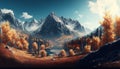 Panorama mountain autumn landscape