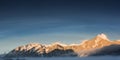 Panorama of mountain chain hahnenkamm in winter