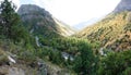 Panorama of the mountain gorge in variable perishiness