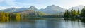 Panorama of mountain lake in National Park High Tatra Royalty Free Stock Photo