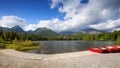 Panorama mountain lake Strbske Pleso Royalty Free Stock Photo