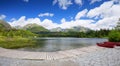 Panorama mountain lake Strbske Pleso Royalty Free Stock Photo