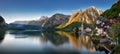 Panorama of Mountain landscape in Austria Alp with lake, Hallstatt Royalty Free Stock Photo