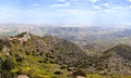 Panorama Mountain landscape. Autentical monastery and church