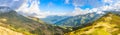 Panorama mountain landscape with blue sky and white clouds Royalty Free Stock Photo