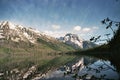 Panorama Mountain Landscape in Grand Teton National Park, Wyoming Royalty Free Stock Photo