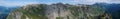 Panorama mountain landscape of the Raetikon mountains in the Alps of Switzerland Royalty Free Stock Photo