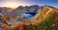 Panorama of mountain landscape at summer in Tatras at sunset in Slovakia Royalty Free Stock Photo