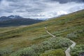 Padjelanta National Park with Wet Hiking Trail leading away from Camera