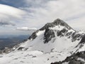 The panorama of the mountain peaks captured on the Jade Dragon Snow Mountain before the first snow melted Royalty Free Stock Photo