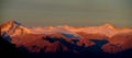 Panorama of mountain plateu in Dolomites at sunset light
