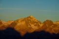 Panorama of mountain plateu in Dolomites at sunset light