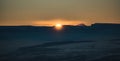 Panorama of the mountain range of the Caucasus Mountains at sunset Royalty Free Stock Photo