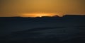 Panorama of the mountain range of the Caucasus Mountains at sunset Royalty Free Stock Photo