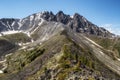 Panorama of the mountain ridge Tunkinsky Goltsy, Siberia Royalty Free Stock Photo