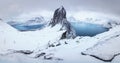 Panorama of mount Segla at winter season, Senja islands, Norway Royalty Free Stock Photo