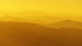Panorama Of Mountain Silhouettes At Sunset