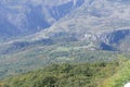 Panorama mountain valley of the river Zeta from the rock Ostroska Greda which is located under the monastery of Ostrog in Monteneg Royalty Free Stock Photo