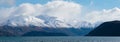 Panorama mountain view beautiful look out of lake wanaka winter Royalty Free Stock Photo