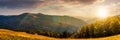 Panorama of a mountainous landscape at sunset Royalty Free Stock Photo