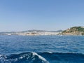 Panorama of the mountains, the Aegean Sea and the city of Kusadasi. Turkey Royalty Free Stock Photo