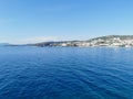 Panorama of the mountains, the Aegean Sea and the city of Kusadasi. Turkey Royalty Free Stock Photo