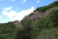 Panorama of the mountains and forests of Bages in Catalonia photographed from La Mola. Catalunya Barcelona. Natural caves Royalty Free Stock Photo