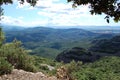 Panorama of the mountains and forests of Bages in Catalonia photographed from the mount of La Mola. Catalunya Barcelona. Royalty Free Stock Photo