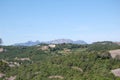 Panorama of the mountains and forests of Bages in Catalonia photographed from the mount of La Mola. View of Montserrat.