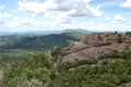 Panorama of the mountains and forests of Bages in Catalonia photographed from the mount of La Mola. View of Montserrat.