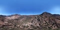 360 panorama of mountains near Stefanos volcano crater on Nisyros island, Greece, Dodecanese