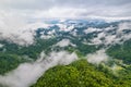 Panorama of Mountains. Over the clouds. Green forest. Scenic aerial view. Great Smoky Mountains North Carolina. Thick fog. Royalty Free Stock Photo