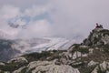 Panorama of mountains scene, walk through the great Aletsch Glacier