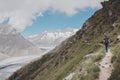 Panorama of mountains scene, walk through the great Aletsch Glacier