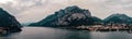 Panorama of mountains surrounding lago di Lecco, Italy