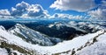 Panorama from snow covered trail in Yellowstone National Park