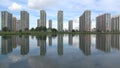 Panorama of the multi-storey residential complex `Sofia`, St. Petersburg