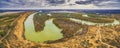 Panorama of Murray River flowing into the horizon. Royalty Free Stock Photo