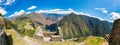 Panorama of Mysterious city - Machu Picchu, Peru,South America. The Incan ruins and terrace. Royalty Free Stock Photo