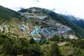 Panorama of Namche Bazaar, Everest Base Camp trek, Nepal Royalty Free Stock Photo